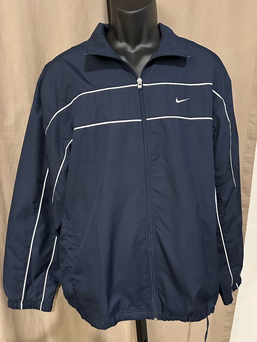 Nike Navy Windbreaker Jacket with White Piping